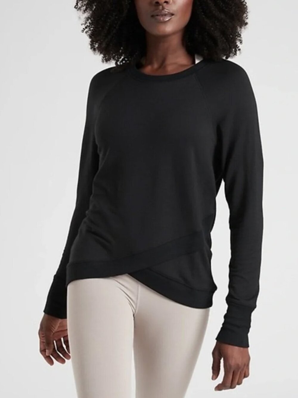 Athleta Criss Cross Black Modal Crew Neck Sweatshirt Size M